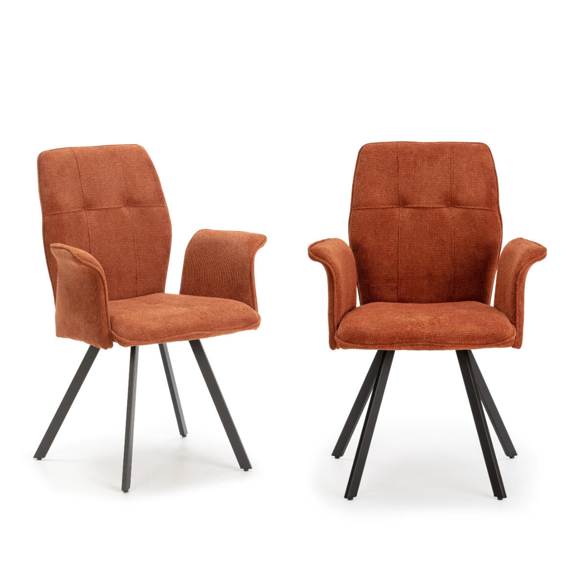 SESSEL (Set aus 2) aus stoff mit schwarzen metallbeinen - mery 62/60/47 cm - Orange, Textil (60/47/62cm) - Calicosy