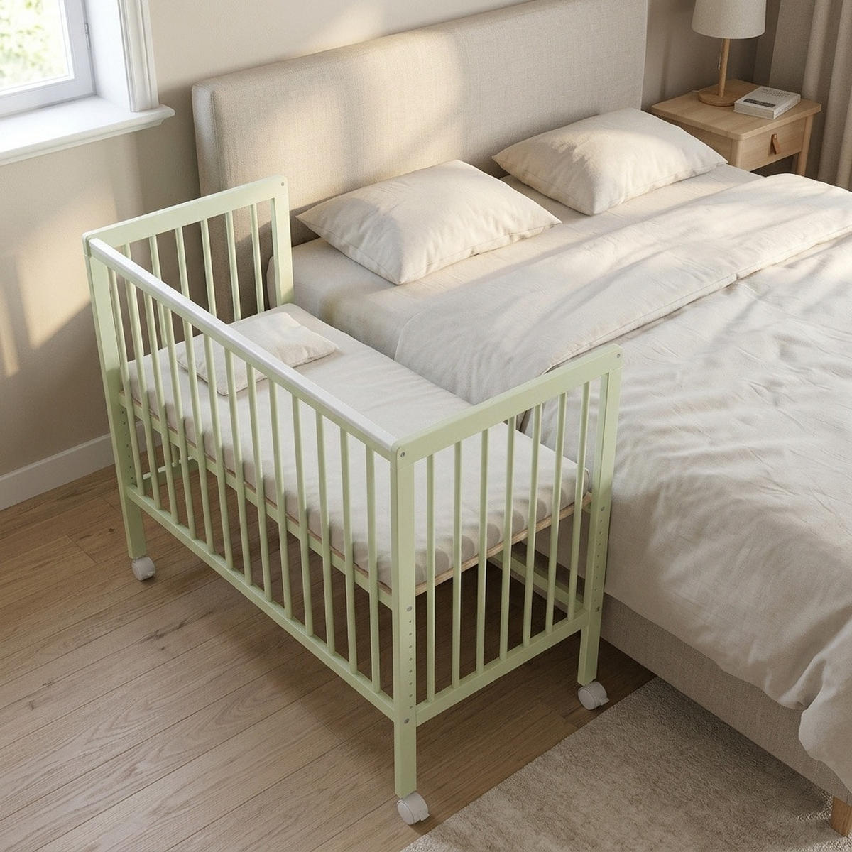 BEISTELLBETT BeNino - Mintgrün, Holzwerkstoff (50/100cm) - kiki design
