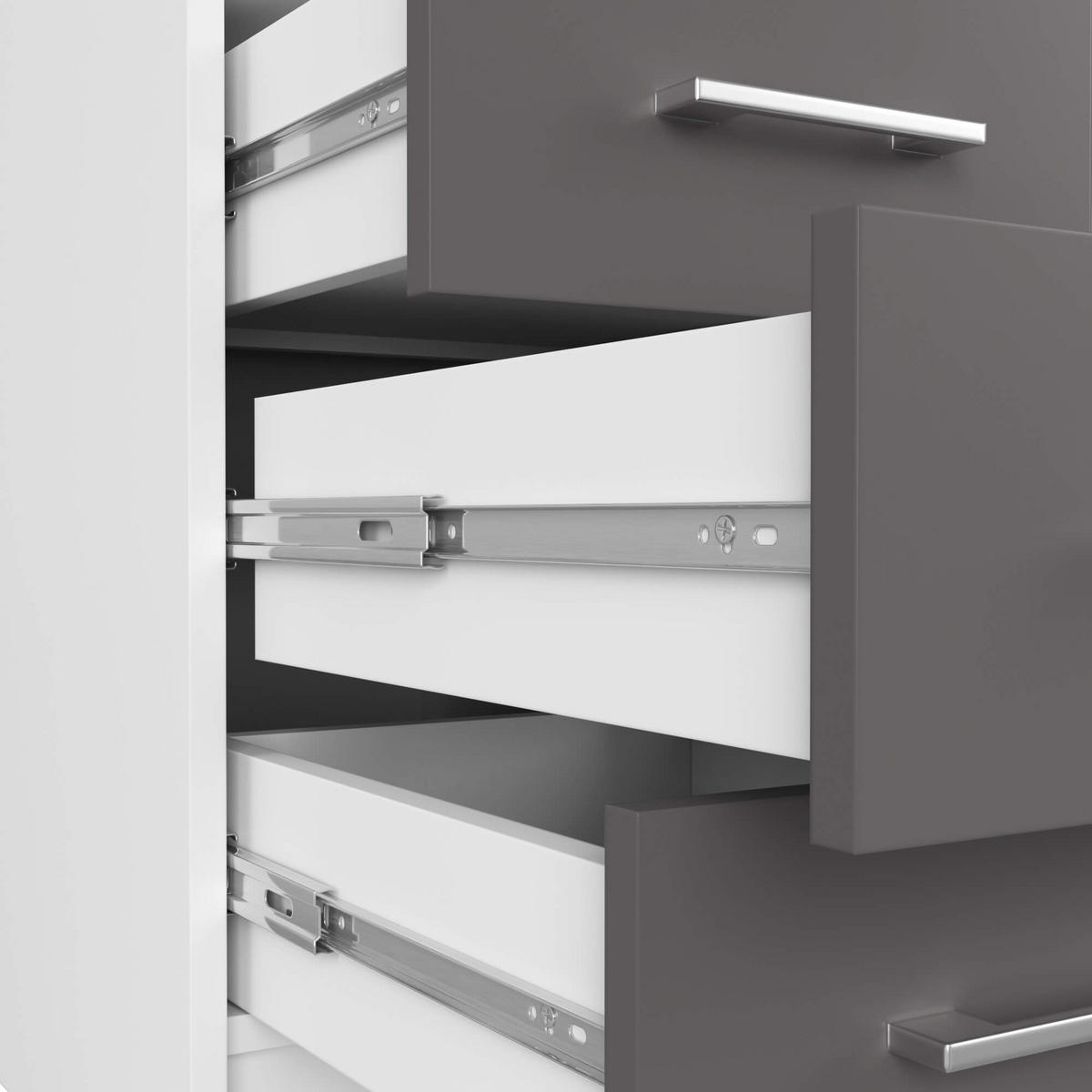 SCHREIBTISCH Weiß, Graphit Grau 74/124/52 - Weiß/Grau, Holzwerkstoff (52/124/74cm) - RAUMHIRSCH FURNITURE