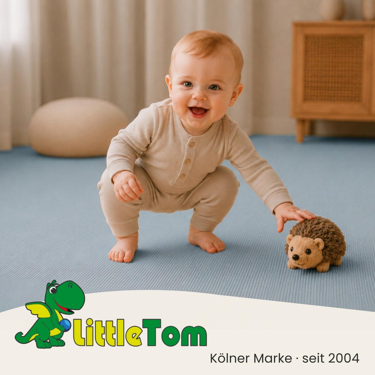 SPIELMATTE ab Null - 90 cm Baby Puzzlematte Blau - Blau, Kunststoff (30/30cm) - Littletom