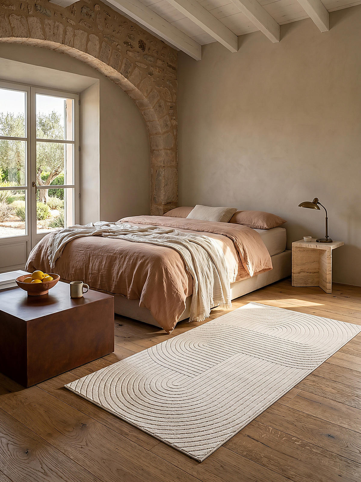 TEPPICH Outdoor Geometrisch MEZEN Polypropylen Creme 80 x 250 cm - Beige, Textil (80/250cm) - KADIMA DESIGN