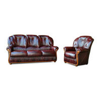COUCHGARNITUR mit Sessel - 4 Personen - Leder - Bordeaux - DAPHNE - Bordeaux, Leder (83/97/91cm) - Vente-Unique