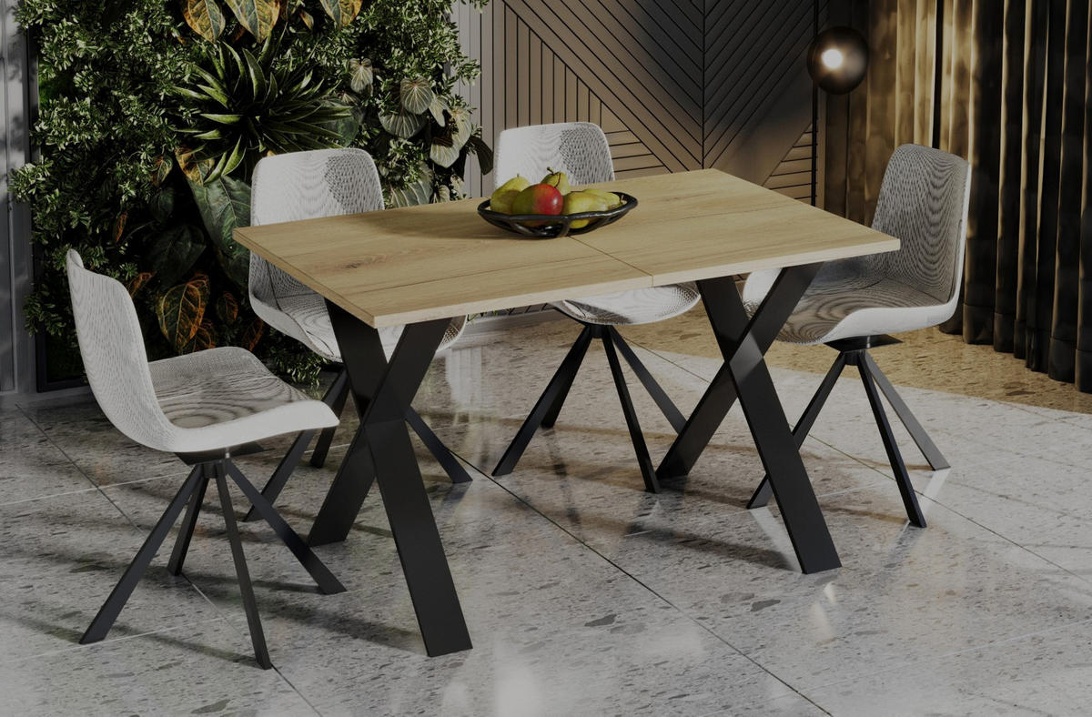 ESSTISCH Stol X ausziehbar bis 210 cm - Eichefarben, Holzwerkstoff (130/80/75cm) - Endo-Moebel