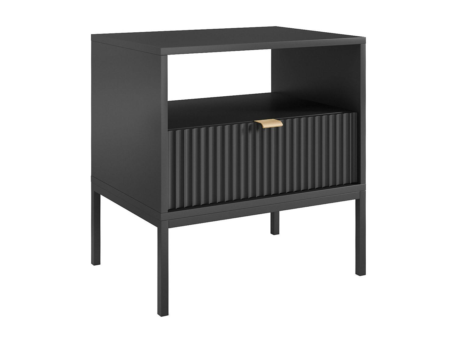 NACHTTISCH mit 1 Schublade & 1 Ablage - Schwarz - LIOUBA - Schwarz, Holz (39/56/54cm) - Pascal Morabito