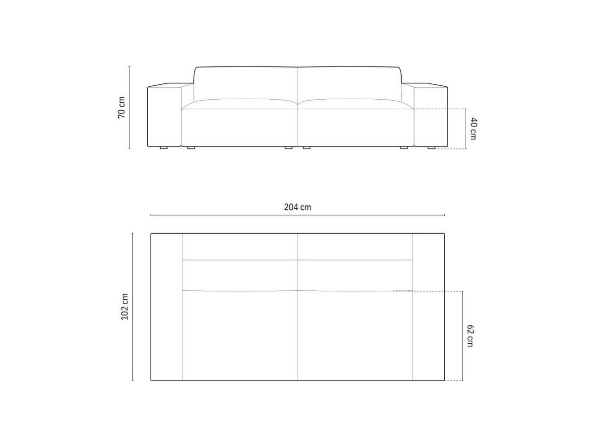 SOFA Jodie aus Samt dunkelbeige 3 Sitzplätze - Mokka, Textil (102/70/204cm) - Micadoni