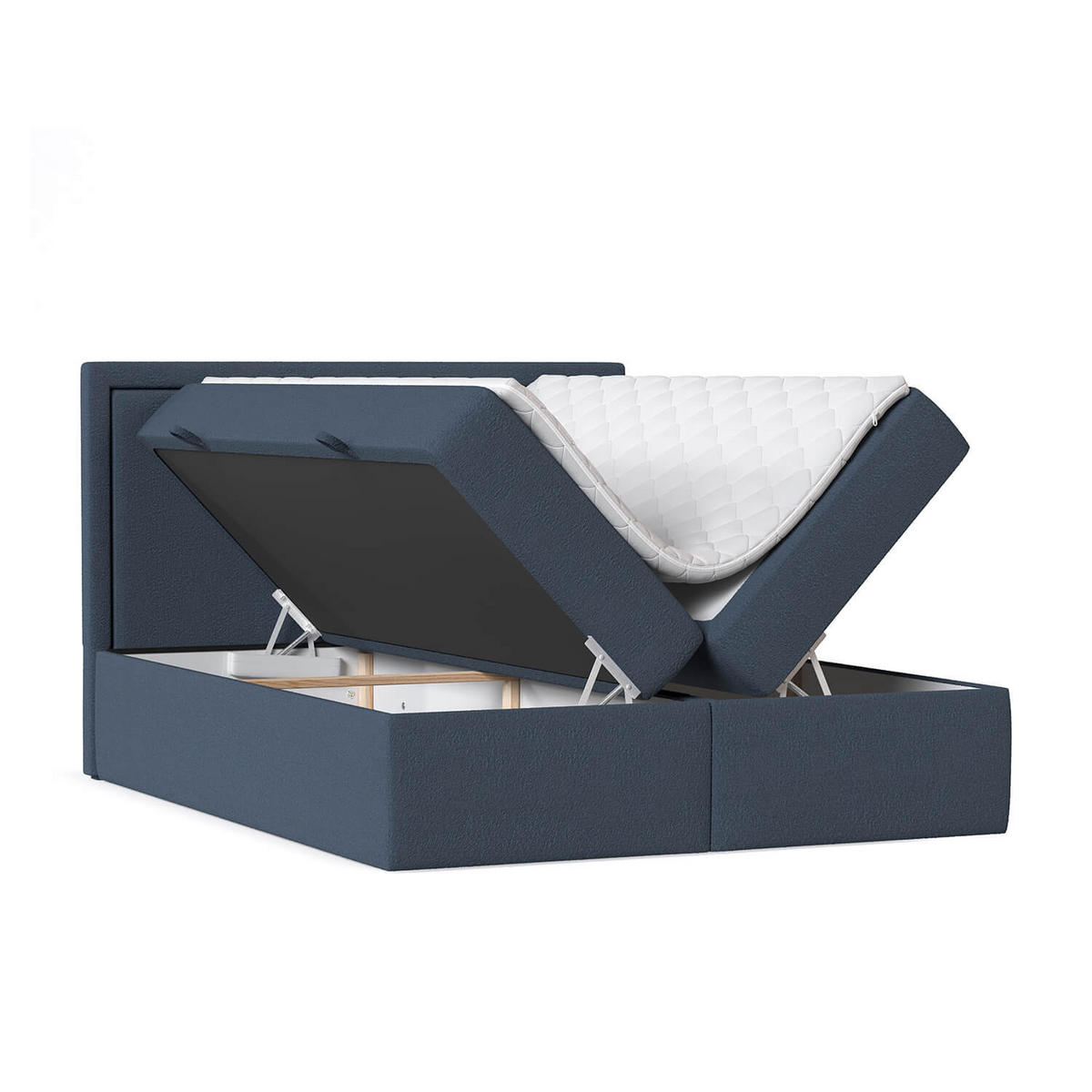 BOXBETT Jodan 140/200 cm Marineblau im Baloo Stoff - Schwarz/Dunkelblau, Holz/Holzwerkstoff (140/200cm) - AltaBeds