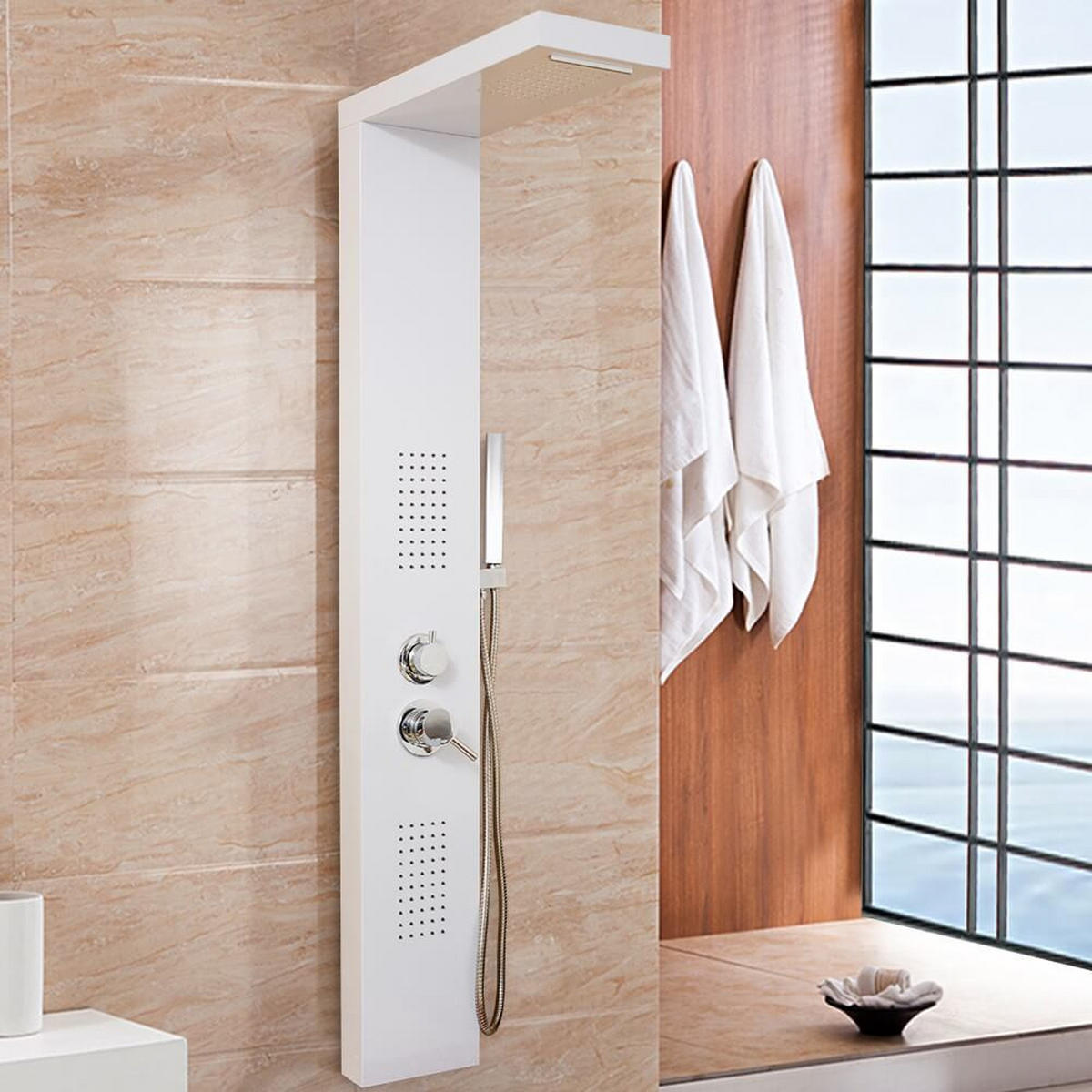 DUSCHPANEEL CASCATA - Weiß - Weiß, Metall (20/142/50.5cm) - Home Deluxe