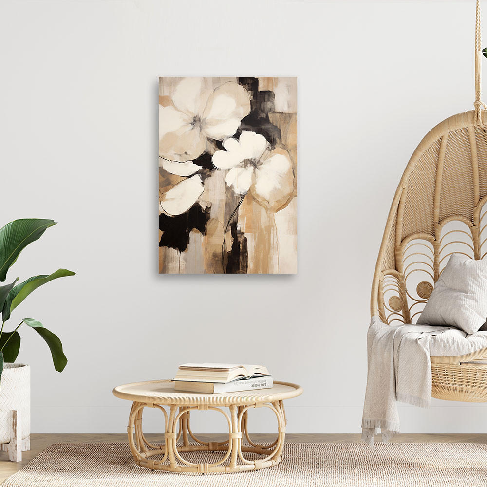 LEINWANDBILD Boho-Blumen 60x90cm - Beige, Textil (60/90cm) - Feeby