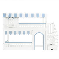 ETAGENBETT 90/200 cm Weiß, Blau - Blau/Weiß, Holz/Holzwerkstoff - Raumix