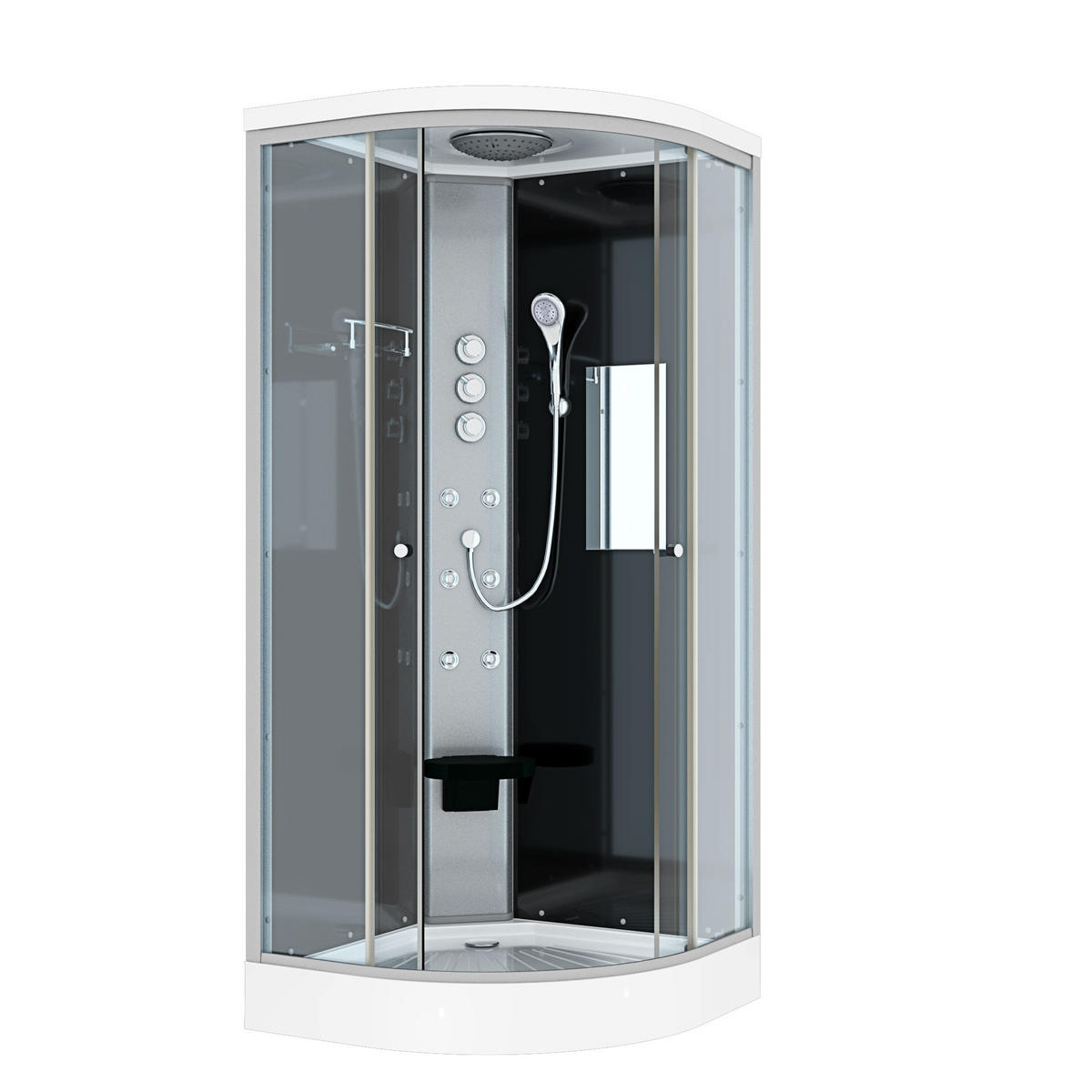 DUSCHE Fertigdusche D10-23T1 Schwarz 100x100 - Schwarz, Glas/Kunststoff (100/100/215cm) - AcquaVapore by Sandra Jentho