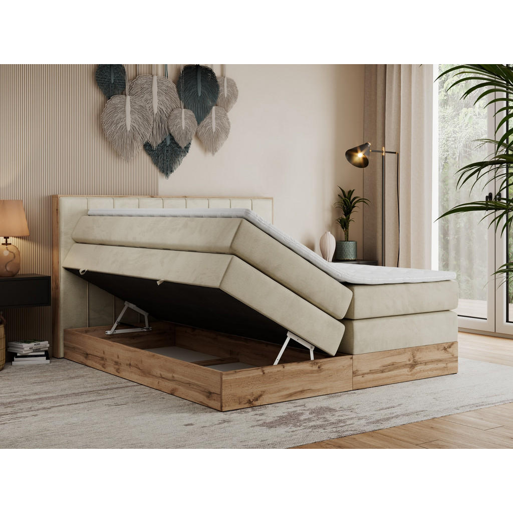 Thumbnail - MKS Boxspringbett, Beige, Textil, 2-Sitzer, H4, Rechteckig, 200x200 cm, Schlafzimmer, Betten, Boxspringbetten