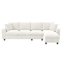 ECKSOFA Chenille Beige mit Schlaffunktion, Stauraum, USB und Type-C - Beige, Holzwerkstoff/Kunststoff (280/137cm) - WISHDOR