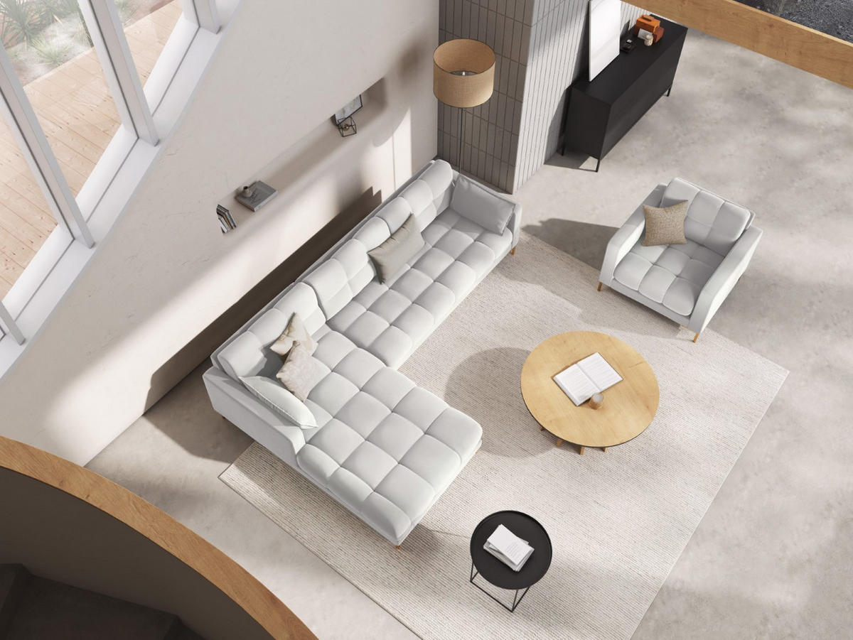 ECKSOFA links Mamaia aus Samt silber 5 Sitzplätze - Silberfarben, Textil (185/293cm) - Micadoni