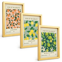 BILDER SET 3er Set - 20x30 cm Goldrahmen - Fruchtige Zitrusblütenmuster - Goldfarben, Kunststoff (20/30cm) - TULUP