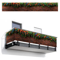 BALKON-SICHTSCHUTZ Blumen - Wand - Grün - Orange - Rotbraun, Kunststoff (500/80cm) - MuchoWow