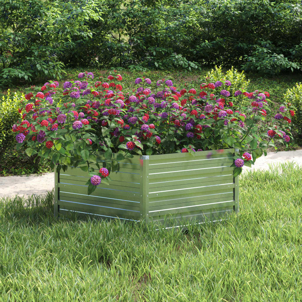GARTEN-HOCHBEET 129x45 cm Verzinkter Stahl Silber - Silberfarben, Metall (129/45/129cm) - furnicato