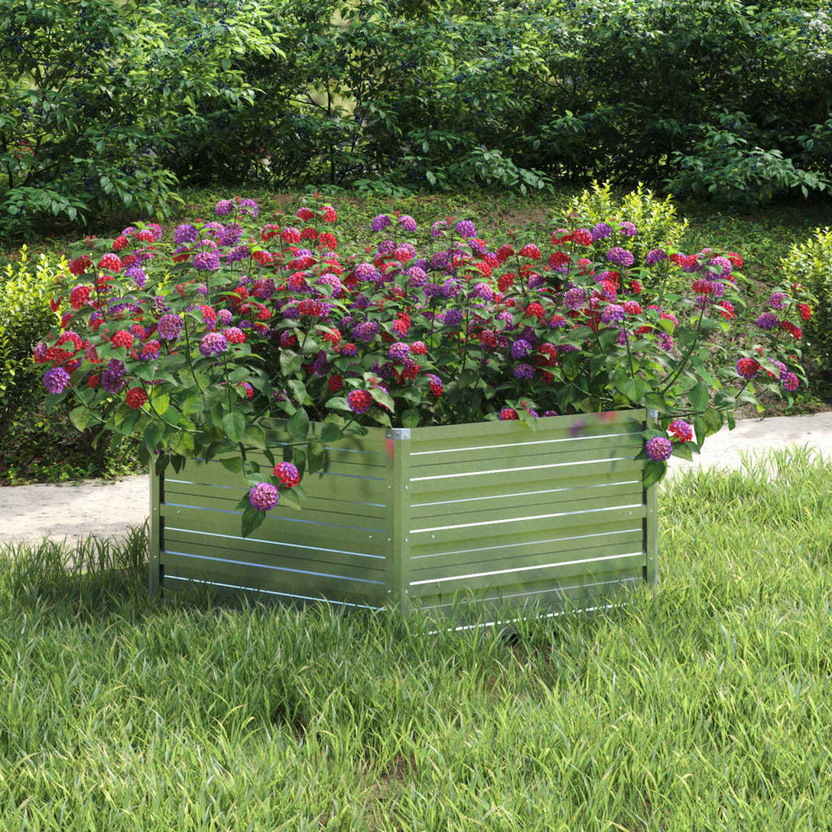 GARTEN-HOCHBEET 129x45 cm Verzinkter Stahl Silber - Silberfarben, Metall (129/45/129cm) - furnicato