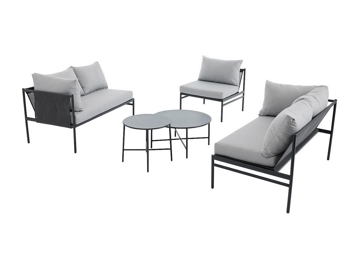 GARTENSITZGRUPPE im Set - 5 Personen - Metall - Anthrazitgrau - - Anthrazit, Metall - Vente-Unique