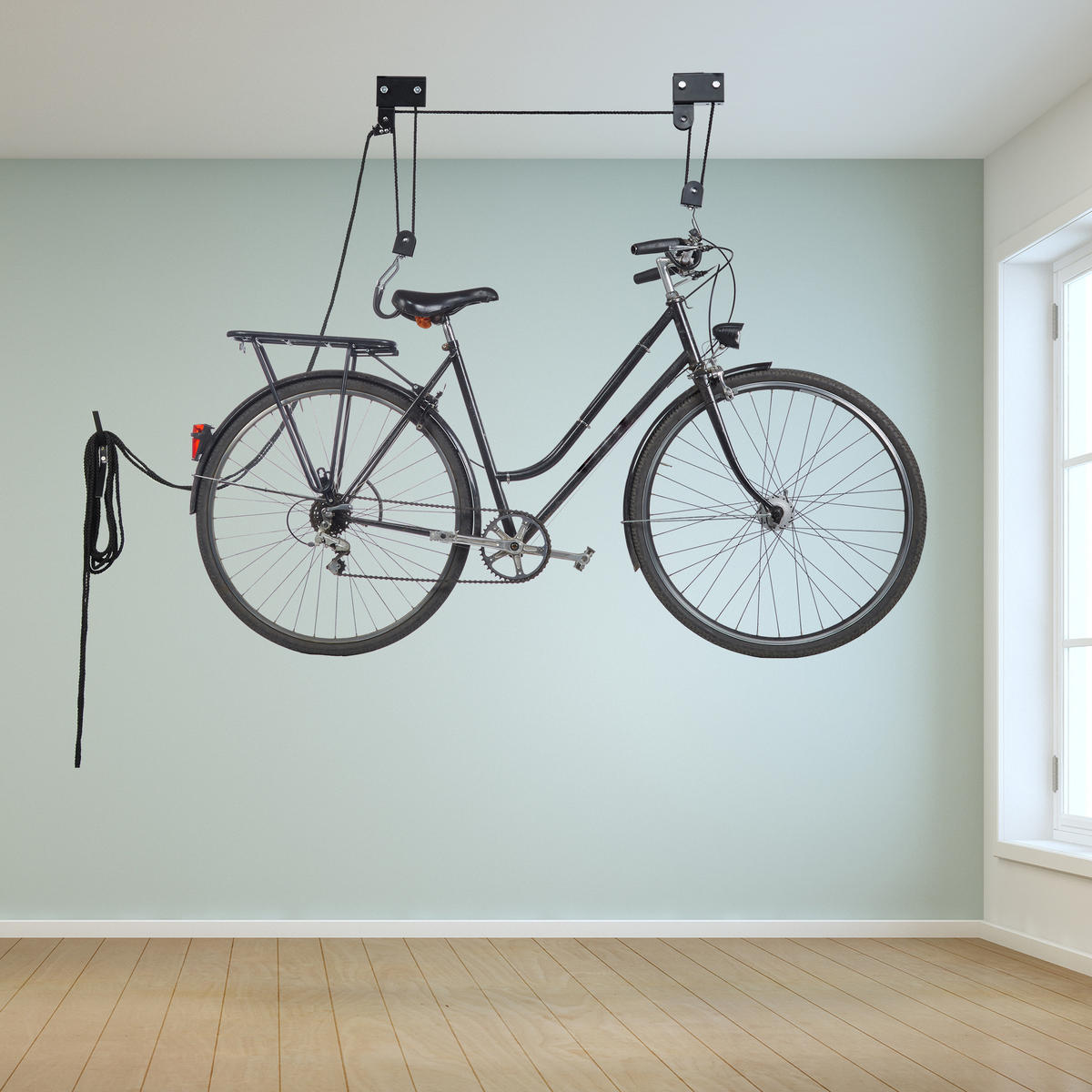 FAHRRADLIFT Schwarz Deckenmontage - Schwarz, Kunststoff/Metall (1/40/6cm) - Relaxdays
