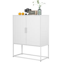 HIGHBOARD 85/40/109 cm in Weiß aus Metall mit 2 Türen & viel Stauraum - Weiß, Metall (85/109/40cm) - BEAOK