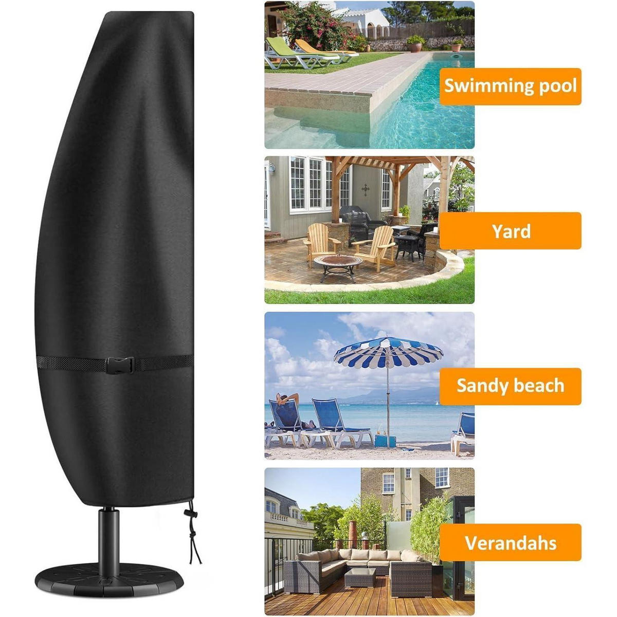 SONNENSCHIRM Schutzhülle 280 cm Wasserdicht 420D Oxford - Schwarz, Kunststoff (45/280/80cm)