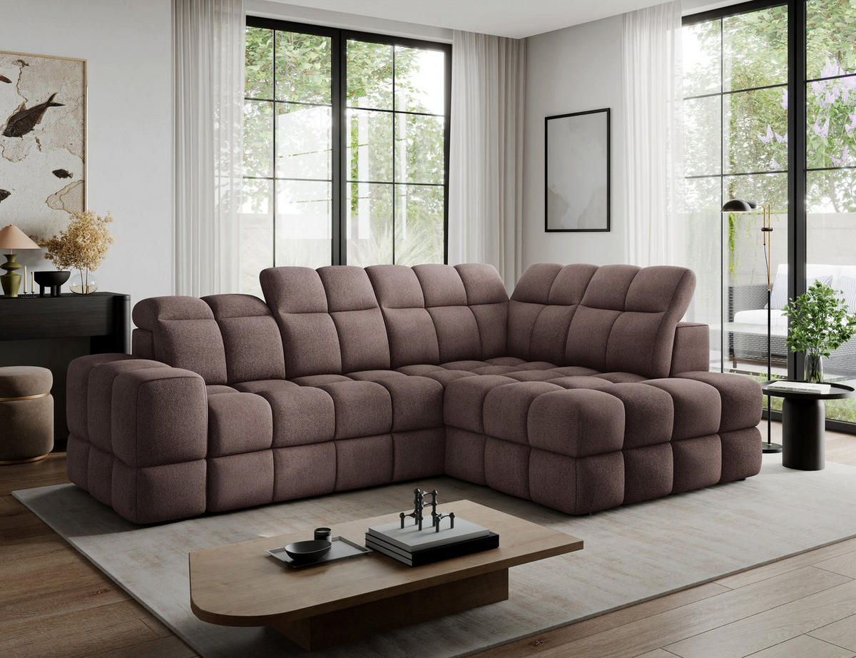 ECKSOFA Bronon mit Schlaffunktion und Bettkasten – Modernes Design, verstellbare Kopfstützen und verschiebbare Rückenlehnen - Braun, Kunststoff (296/109cm) - Wohnideebilder