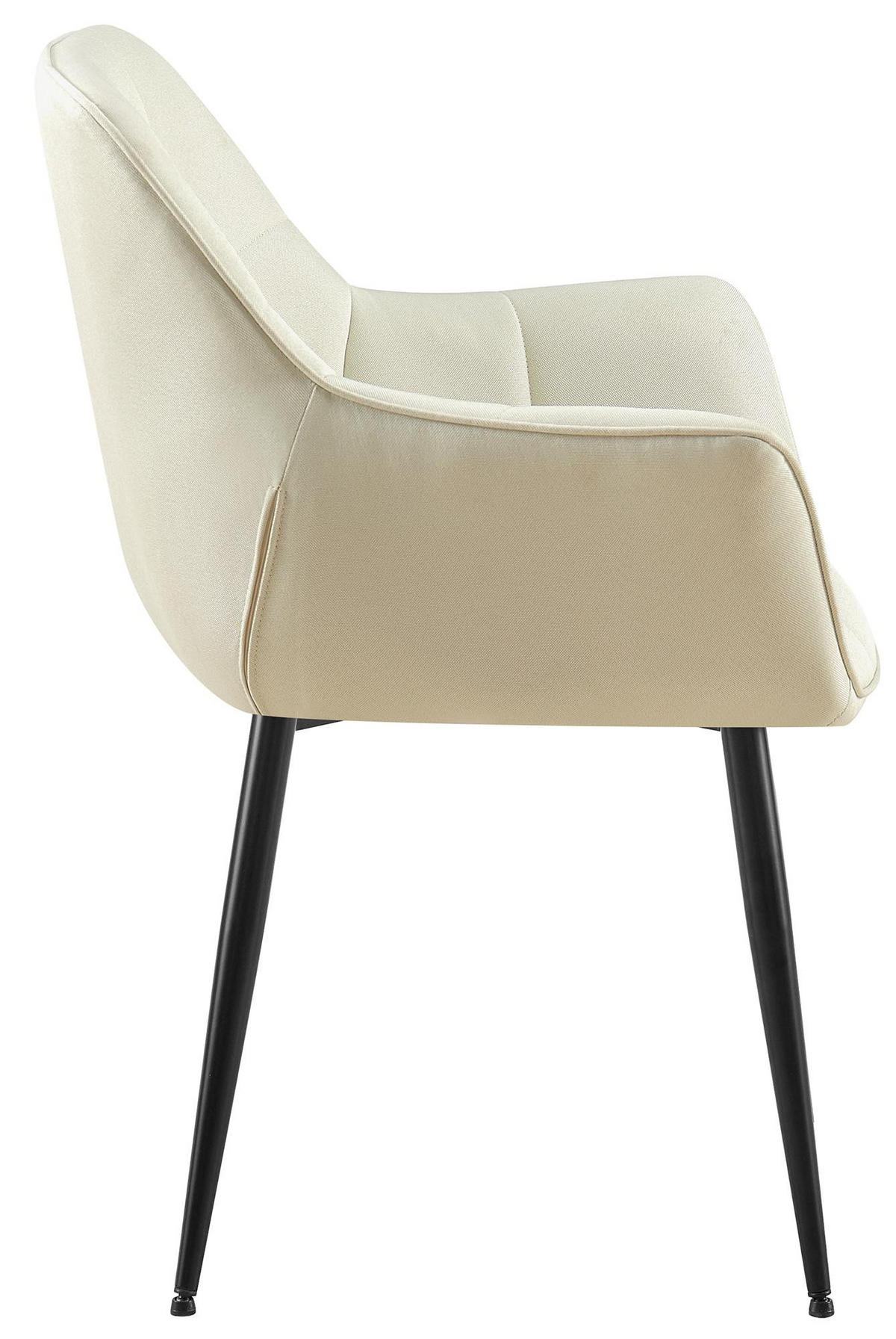 ARMLEHNENSTUHL Stoff creme - Creme/Schwarz, Textil/Metall (65/85/58cm) - CLP