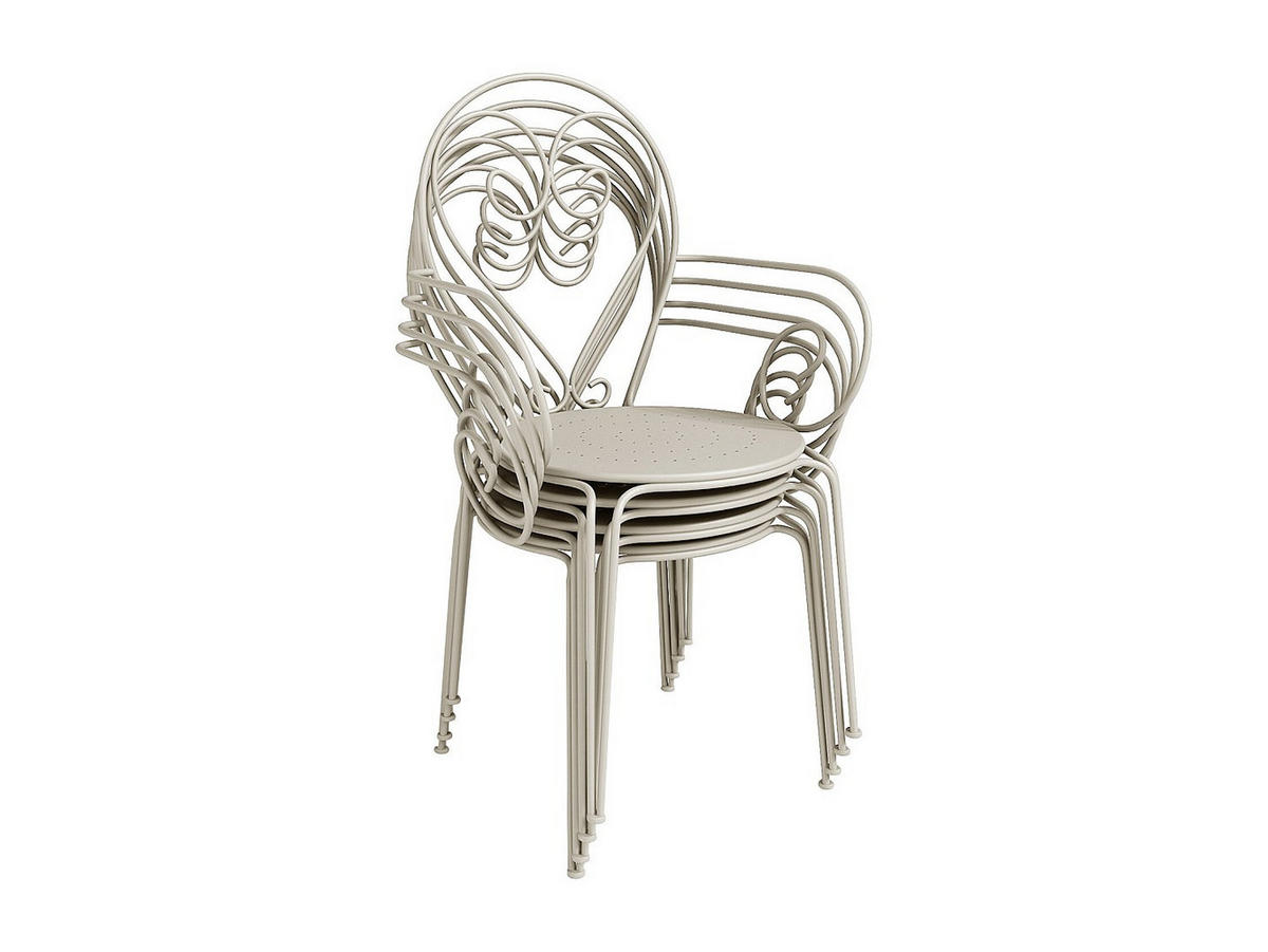 GARTENSTUHL - 48 cm x 52 cm - Metall - Beige - GUERMANTES - Beige, Metall (48/89/52cm) - Vente-Unique