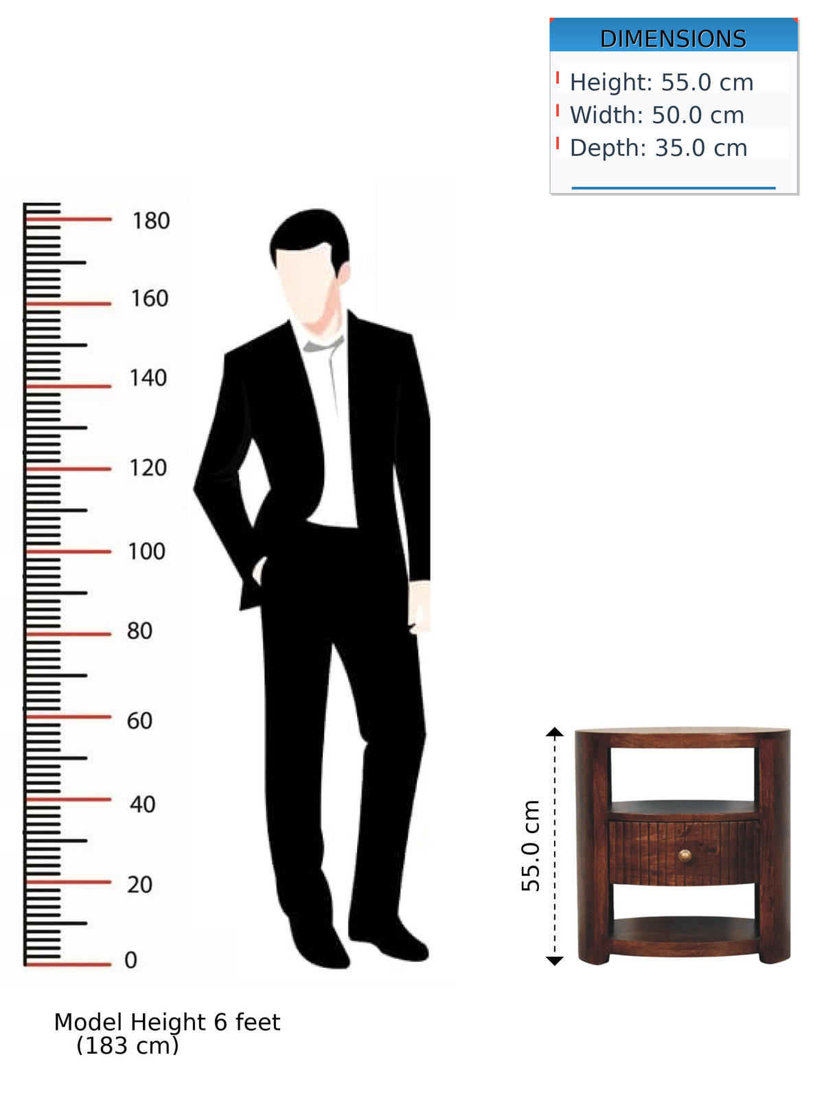 NACHTTISCH mit Wine-Wood-Oak-Finish, 1 Schublade, 2 offene Ablagen, rustikales Braun - Braun, Holz (50/55/35cm) - Artisan Furniture