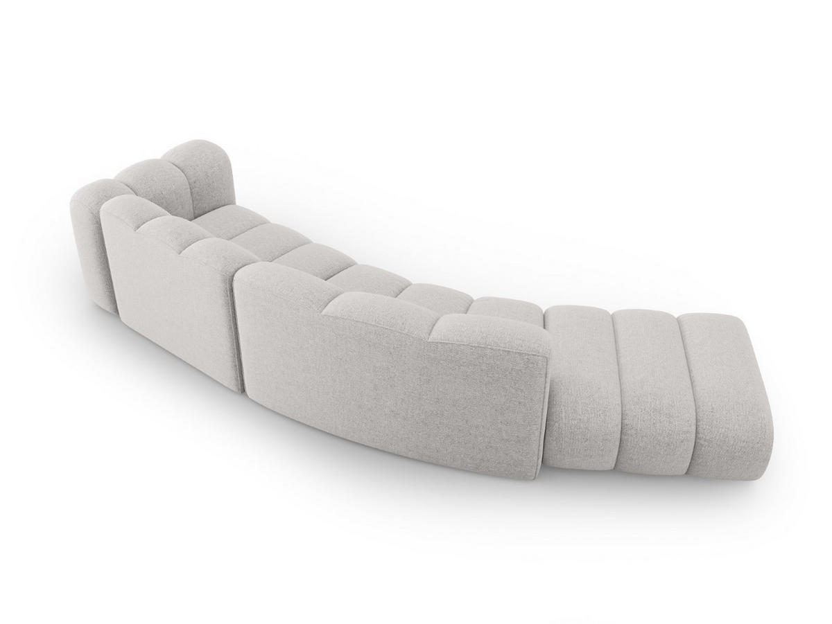 SOFA modular links Lupine aus Chenille-Stoff hellgrau 5 Sitzplätze - Hellgrau, Textil (166/70/335cm) - Micadoni