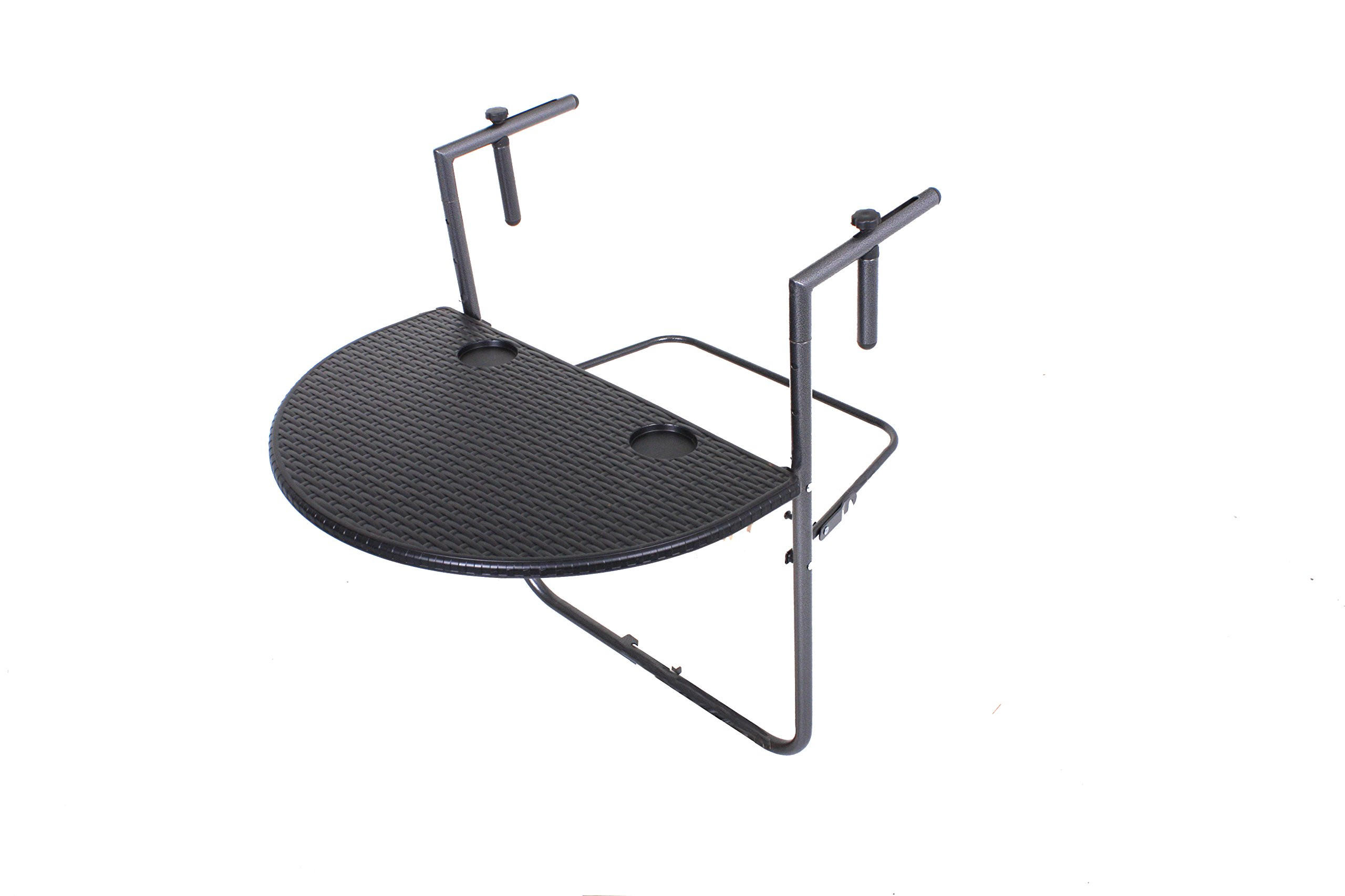 BALKONTISCH Anna Rattan-Optik Gartentisch - Schwarz, Kunststoff (60/64/73cm) - DELUKE