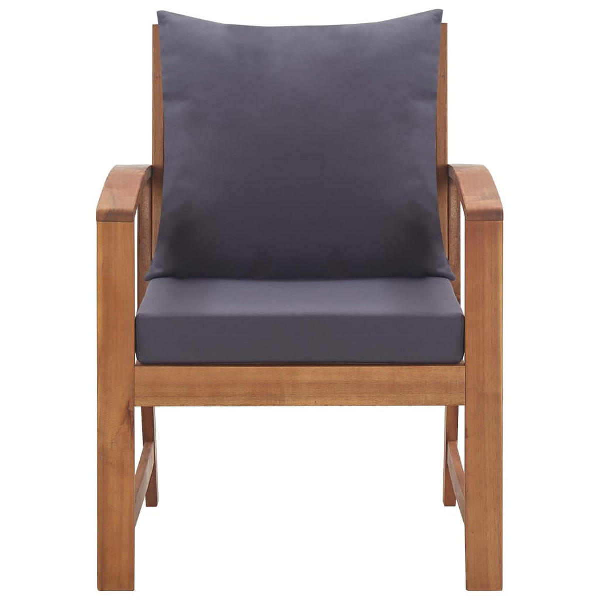 LOUNGEGARNITUR mit Auflagen und 100 cm Tisch, aus Massivholz Akazie, Dunkelgrau, 4-teiliges Set - Dunkelgrau, Holz/Textil - vidaXL