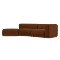 4-SITZER-SOFA Samt Stoff Orange - Terracotta/Schwarz, Kunststoff/Textil (335/70/166cm) - Makamii