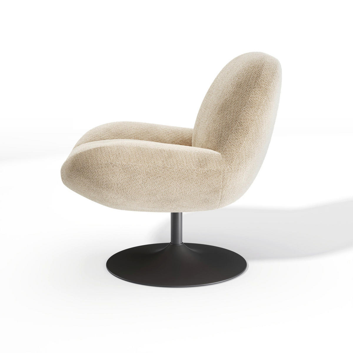 DREHSESSEL RETRO Bouclé-Velours Beige 71cm - Beige, Textil (71/80/76cm) - Premium Interiors
