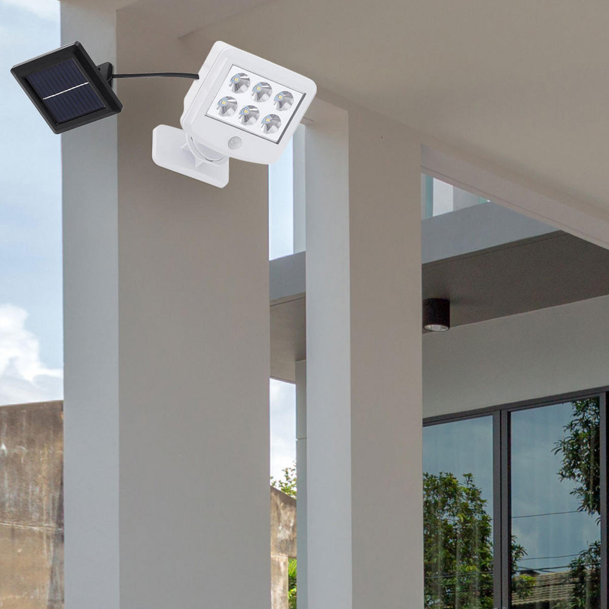 LED AUSSENLEUCHTE Weiß Bewegungsmelder schwenkbar 2er Set - Weiß, Kunststoff (10/5.3/12.8cm)