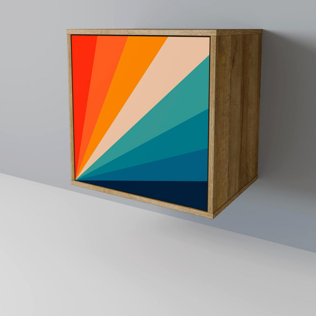 SIDEBOARD PRISM CONCUSSION, Eichefarben, 57,5x42x75,5 cm, Goldfarbene Metallfüße - Eichefarben/Goldfarben, Holzwerkstoff/Metall (57.5/75.5/42cm) - SpaceRebels