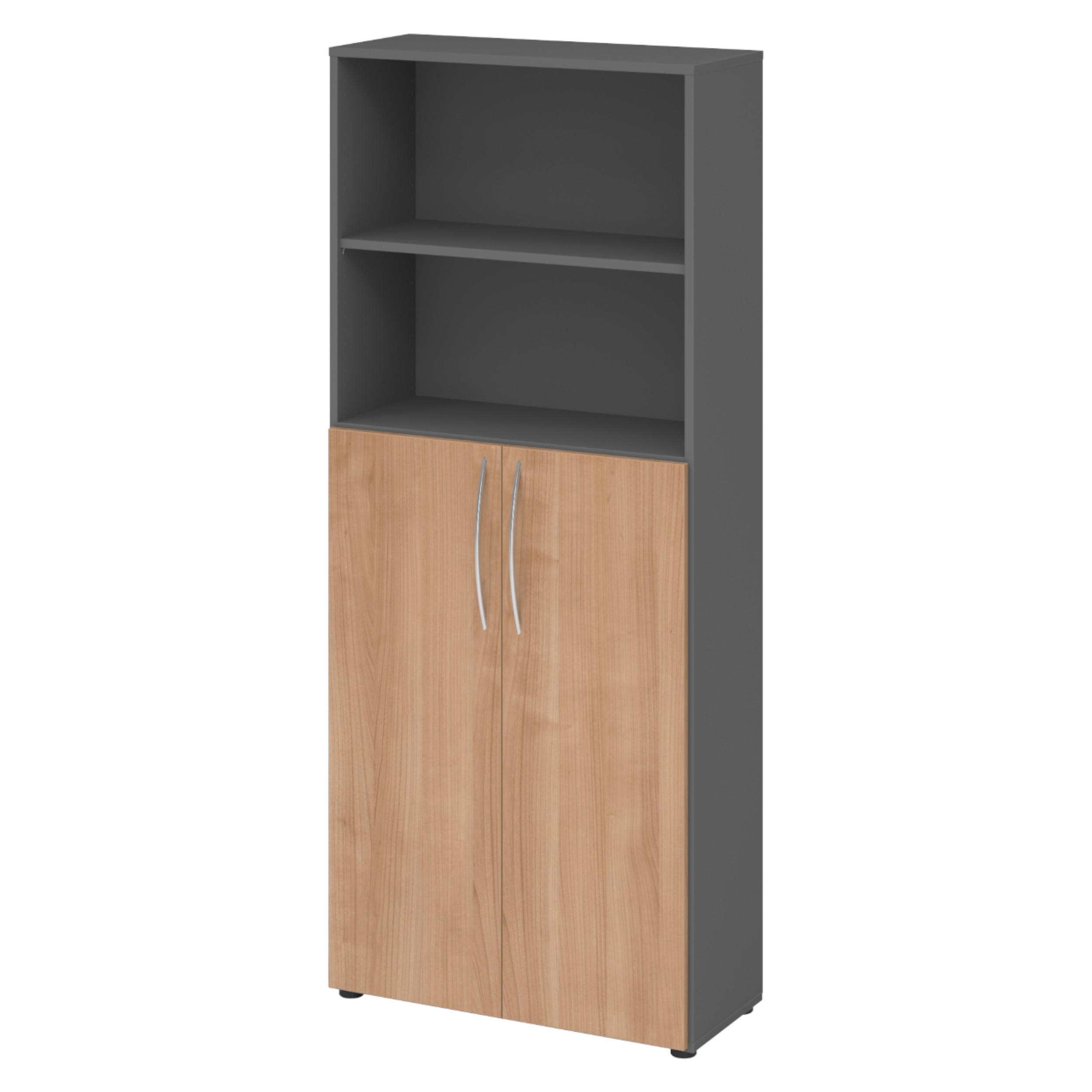 REGALSCHRANK - 5 Ordnerhöhen 35/80/188 cm in Graphitfarben/Nussbaumfarben - Nussbaumfarben/Graphitfarben, Holzwerkstoff (80/188/35cm) - bümö