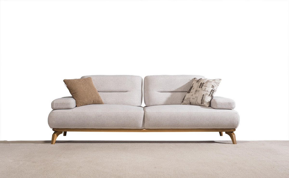 SITZGARNITUR Smooth Creme Stellvariante:2+2 - Creme, Holz (200/82/100cm) - Villa Möbel