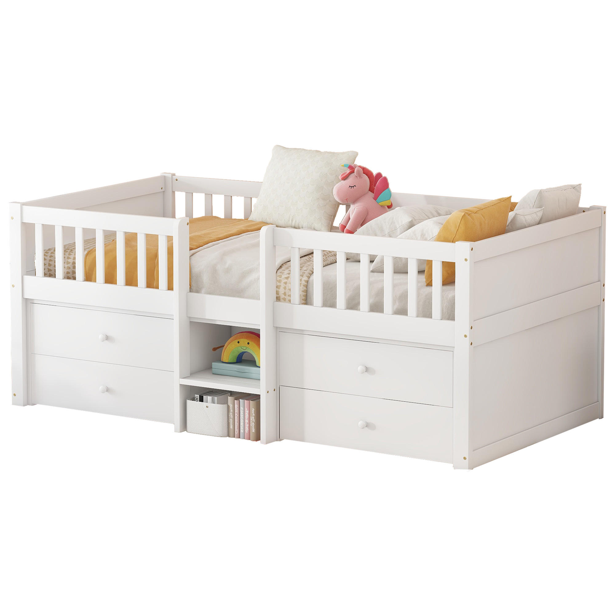 HALBHOCHBETT 90x200 cm Schubladen weiß - Weiß, Holz (90/200cm) - LEBENLANG