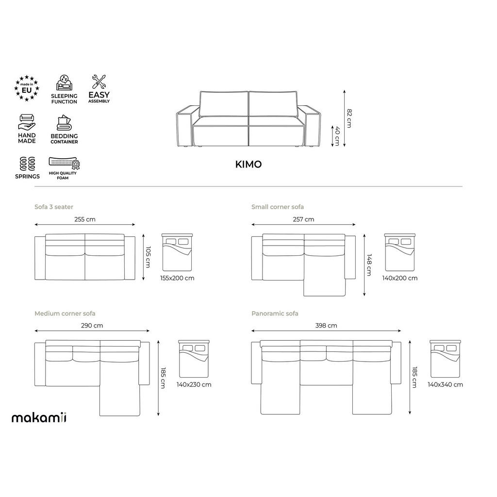 Thumbnail - Makamii Ecksofa, Creme, Textil, 2-Sitzer, Füllung: Schaumstoff, L-Form, Ottomane links, 257x148 cm, Made in EU, Wohnzimm...