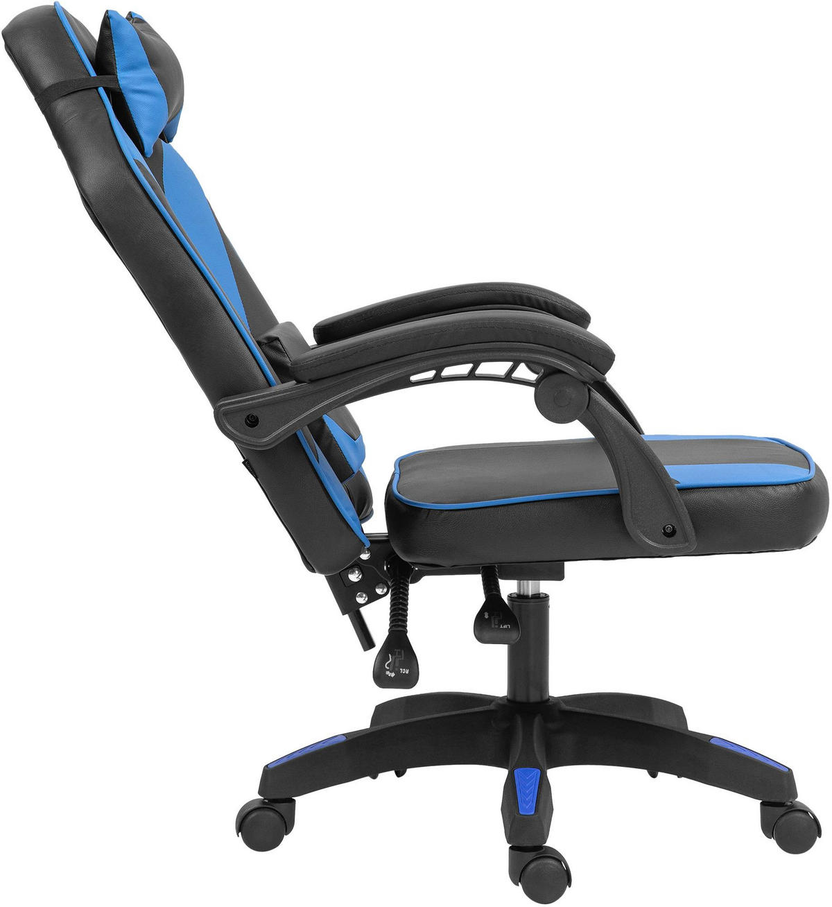 DREHSTUHL Kunststoff Schwarz/Blau - Blau/Schwarz, Kunststoff/Textil (60/111/59cm) - CLP