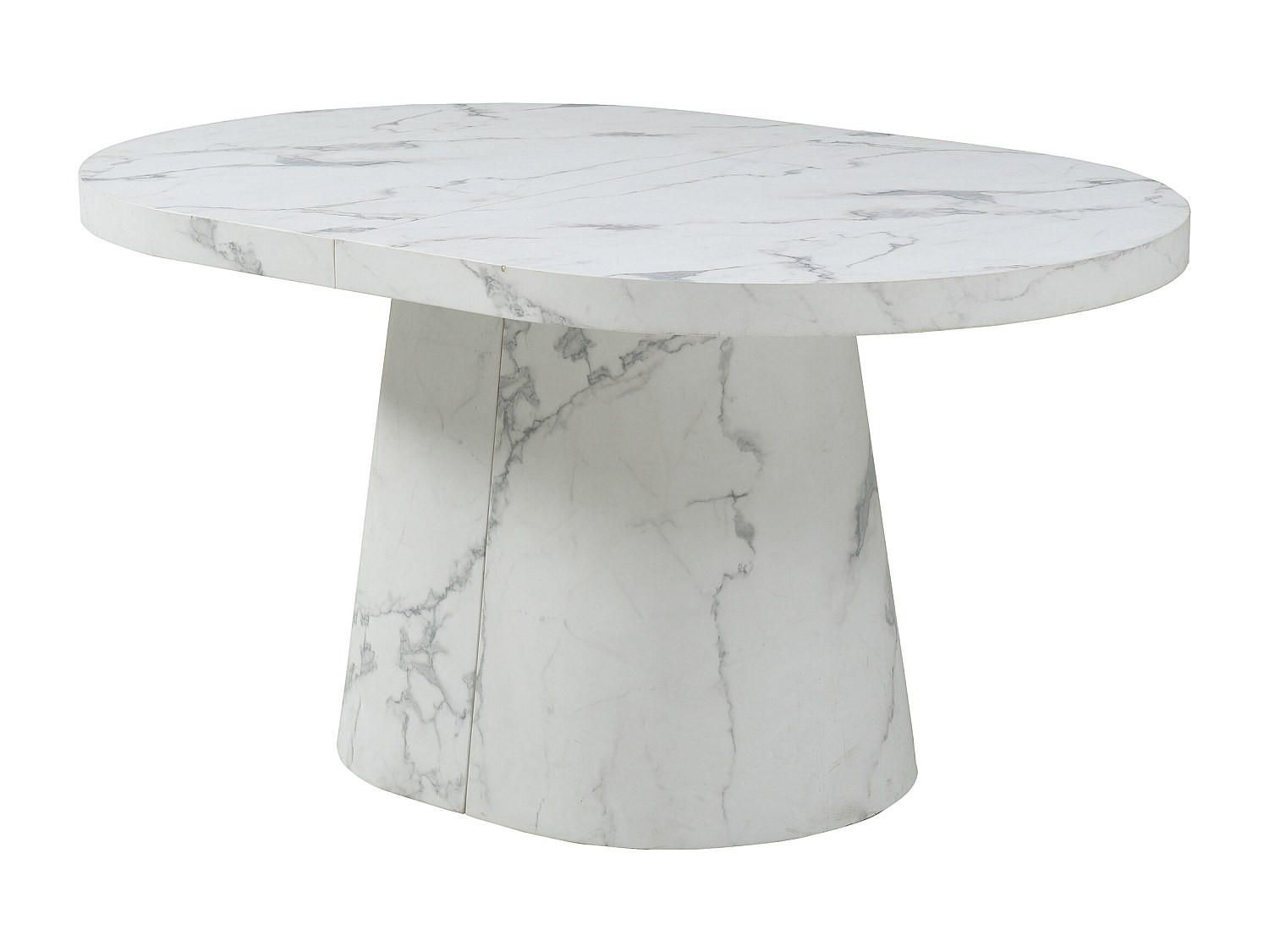 ESSTISCH ausziehbar - 6 bis +12 Personen - MDF - Marmor-Optik Weiß - CLOEVA - Weiß, Holz (300/100/76cm) - Vente-Unique