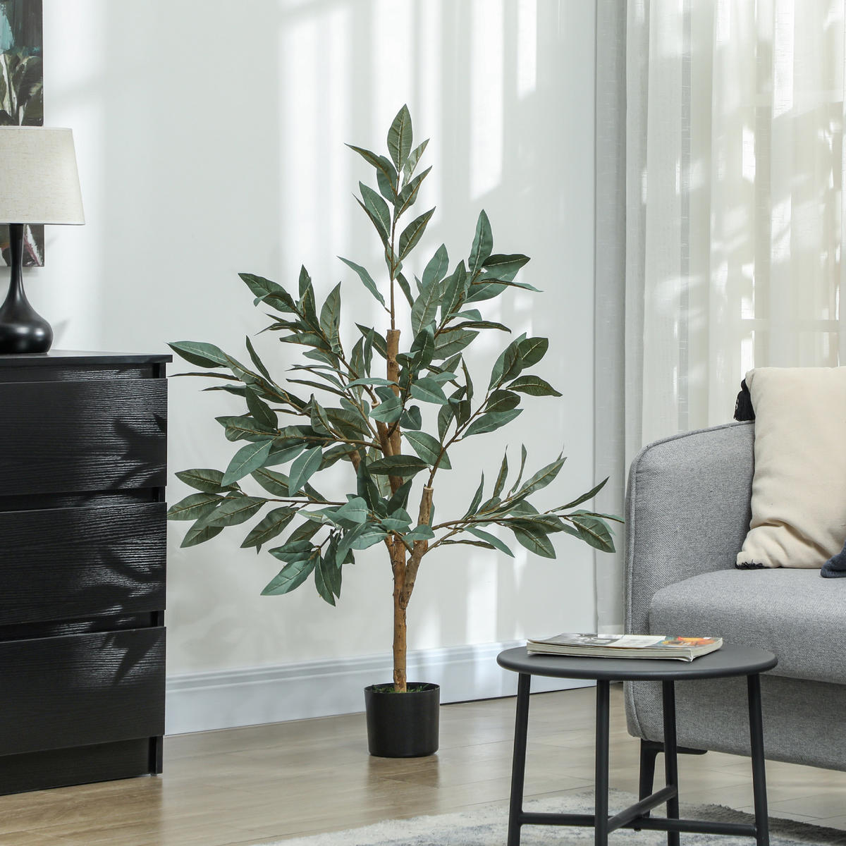 KUNSTPFLANZE, Künstlicher Lorbeerbaum 120 cm, für Zuhause, Büro, Balkon, Schlafzimmer, dekorativ, Grün - Multicolor, Kunststoff (120cm) - FORIOUS