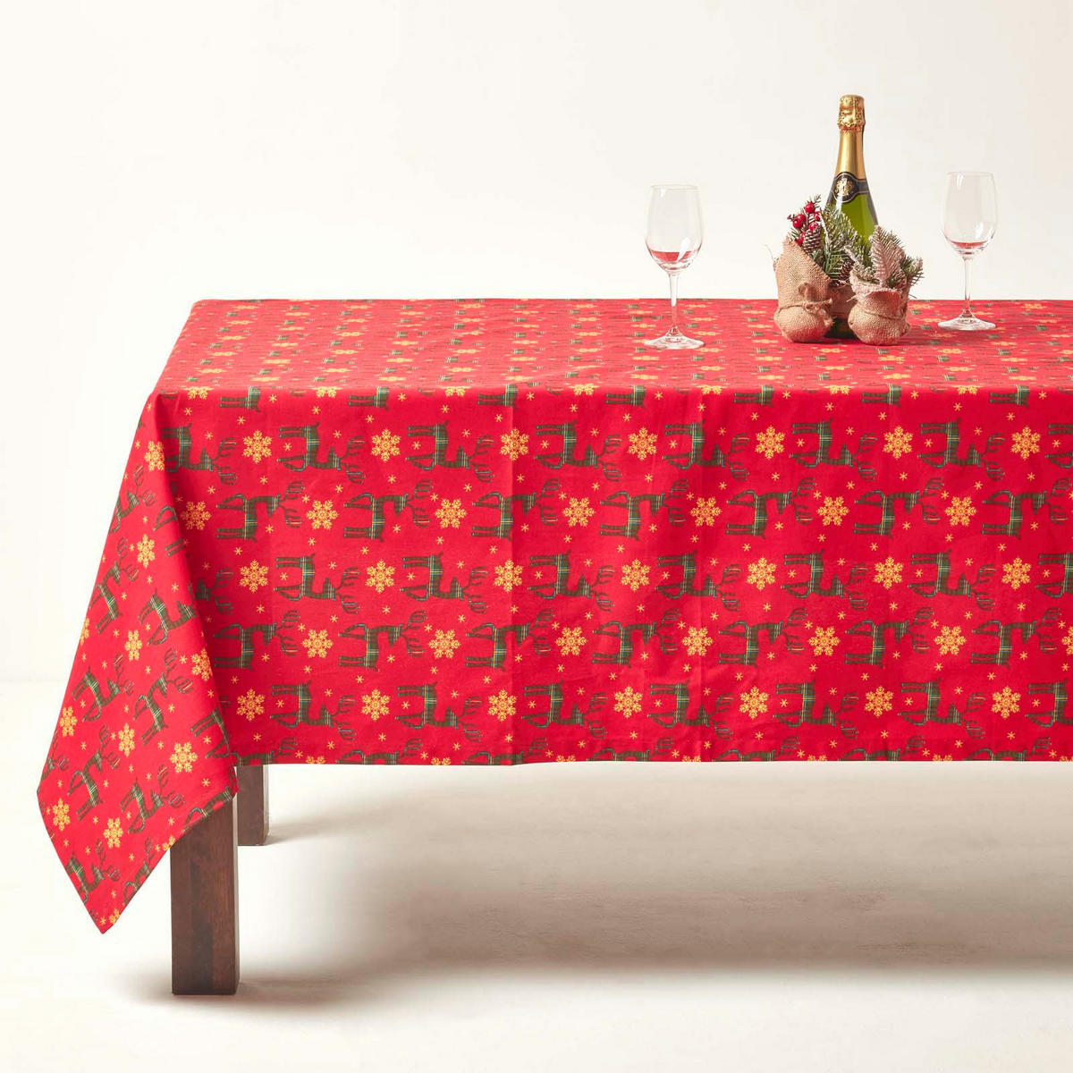WEIHNACHTSTISCHDECKE Rentier rot 178/305 cm, 100% Baumwolle - Rot, Textil (178/305cm) - Homescapes