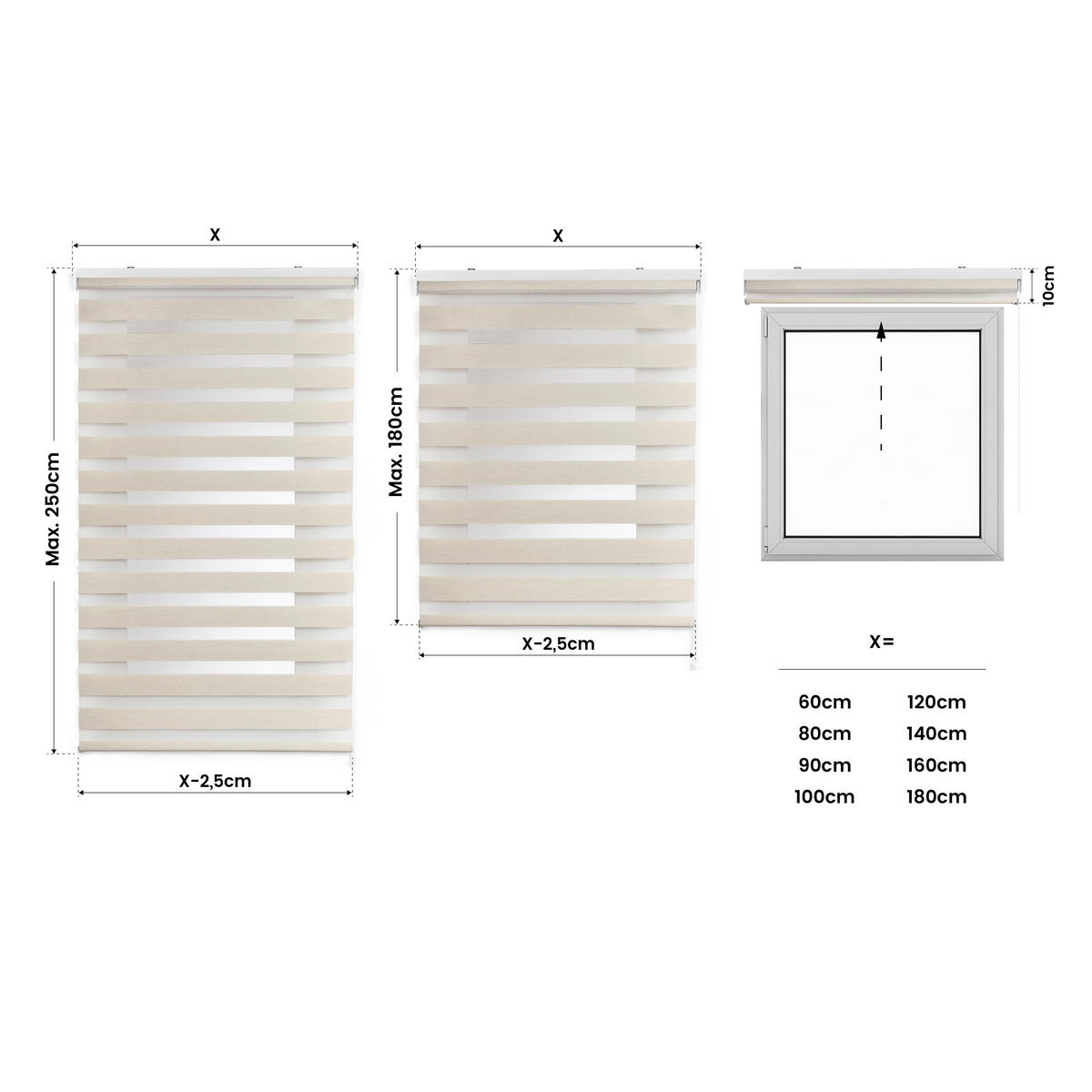 DOPPELROLLO Linen 80X250 - Beige, Kunststoff (80/250cm) - STORESDECO