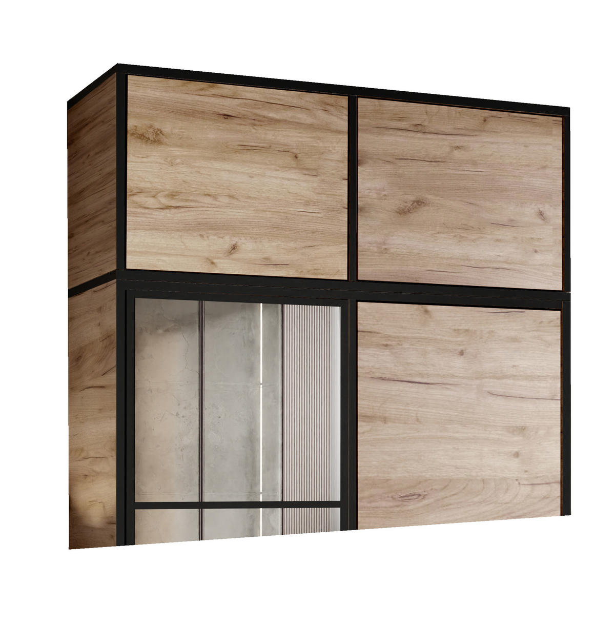 DREHTÜRENSCHRANK EDEN MIT AUFSATZ 2D Eiche Craft Gold - Honigeiche, Holzwerkstoff (105/247/39cm) - Kier Furniture