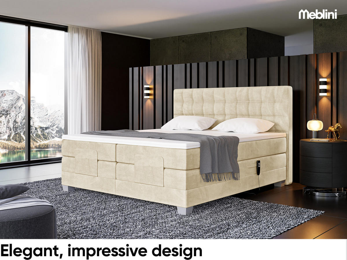 BOXSPRINGBETT Edison - Beige/Silberfarben, Textil (200/200cm) - Meblini