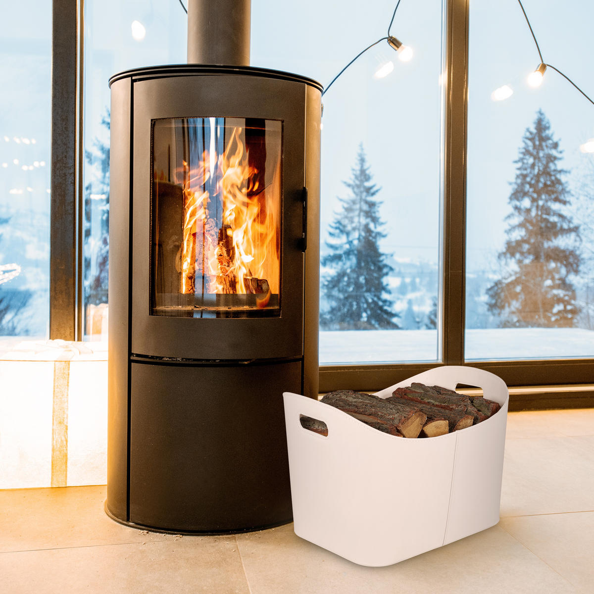 HOLZKORB - Creme, Wellpappe/Kunststoff (53.5/36/41cm) - Relaxdays