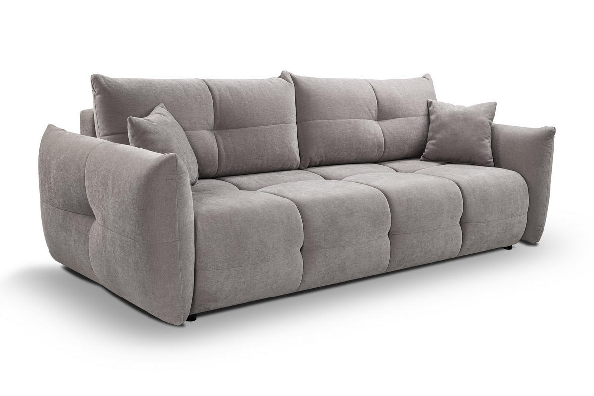 BETTSOFA MODA Beige Chenille-Stoff mit Schlaffunktion - Beige, Holz (245/86/110cm) - MASSENO