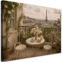 LEINWANDBILD Paris Terrasse Blick auf den Eiffelturm 120x80cm - Beige, Textil (120/80cm) - Feeby